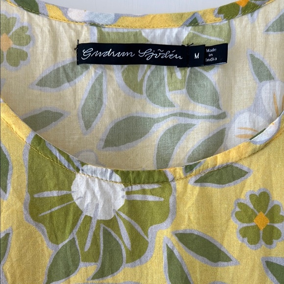 Gudrun Sjoden bouquet Floral Sleeveless Yellow and Green Dress M - Picture 3 of 7